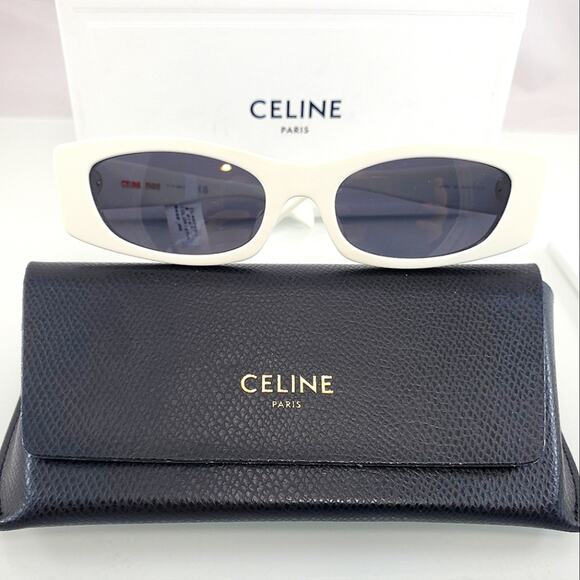 NWT$440 CELINE CL40245U 25A Shiny White 55-19-135 Sunglasses AUTHENTIC main image 9